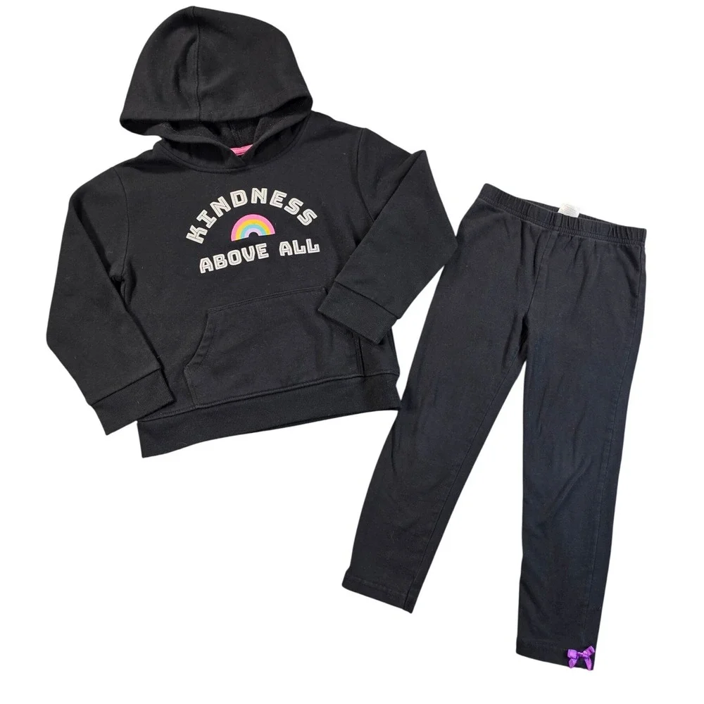 Cat & Jack Toddler Girls Hoodie Leggings Outfit Bundle Black Size 4T/4